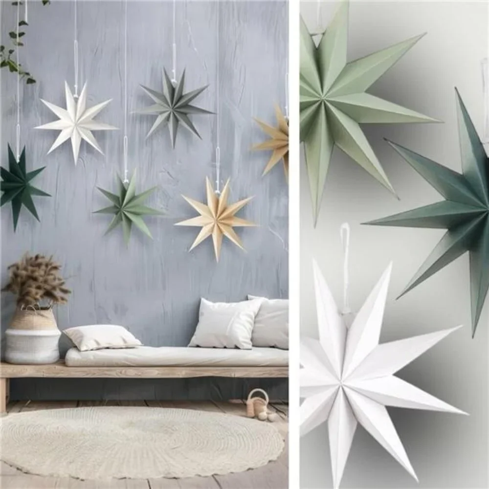 NEW West Elm 6 Piece Boho Pointed Star Christmas Tree Ornaments Set Boho - 12